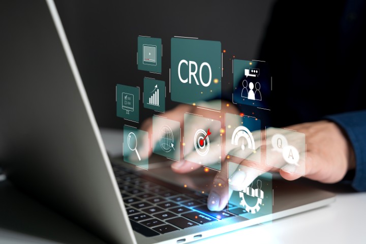 CRO, conversion rate optimization concept, Adjusting the website to be more efficient To convert website visitors into customers, The process of increasing the percentage of conversions on website