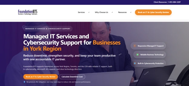 Foundation BTS managed IT and cybersecurity in Newmarket: homepage