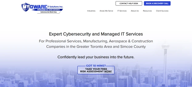 MYDWARE IT Solutions cybersecurity provider serving Newmarket: homepage