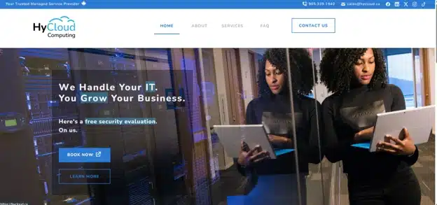 HyCloud Computing Aurora Ontario hybrid cloud IT services, homepage