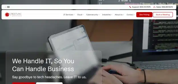 Crestline IT Services homepage, serving Barrie manufacturers