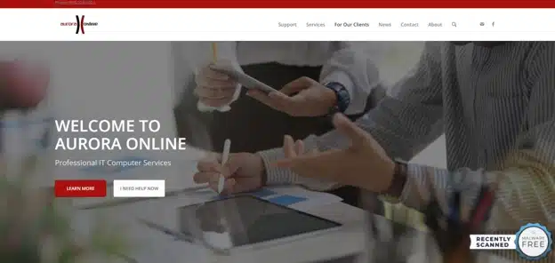 Aurora Online IT services Vaughan data centre GTA, homepage