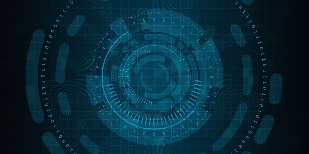 Abstract digital security and data-monitoring graphic representing backup and disaster recovery