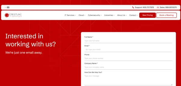 Crestline IT Services Barrie homepage for helpdesk support
