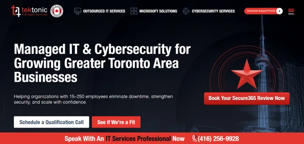 Tektonic managed services Vaughan Ontario, homepage