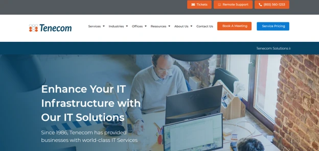 Tenecom Solutions managed IT Vaughan Concord, homepage