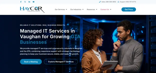 Haycor Computer Solutions managed IT Vaughan professional services, homepage