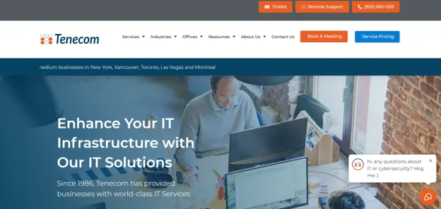 Tenecom Solutions managed IT GTA homepage