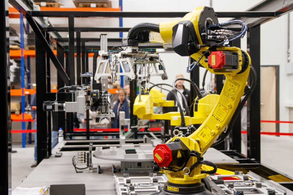 Industrial robotic arm running an automated production line