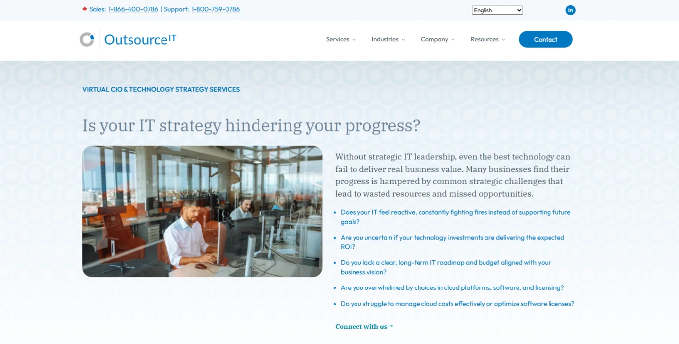 Outsource IT virtual CIO and technology strategy services page