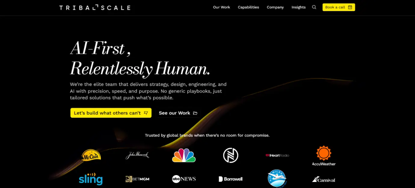 TribalScale homepage for AI-first engineering and design