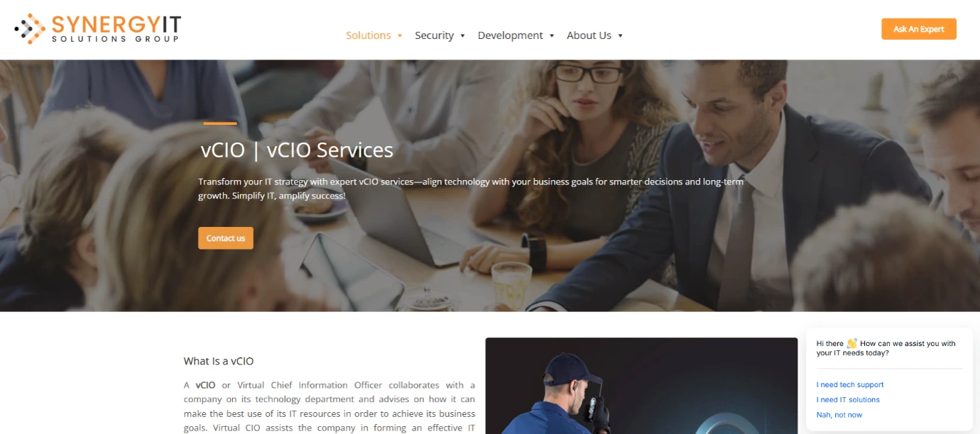 Synergy IT Solutions vCIO services page